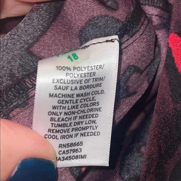 Halogen Burgundy Floral Top with Black and Red Details - Picture 5 of 5